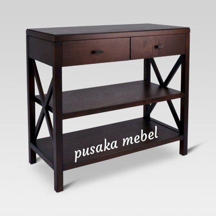 meja lampu kayu jati minimalis - meja konsul laci minimalis kayu jati