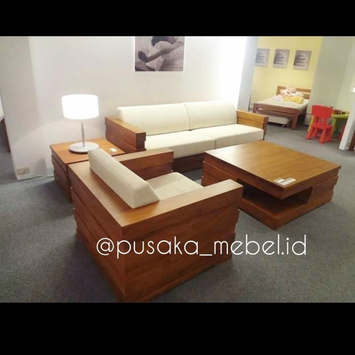 Satu Set Kursi Meja Tamu Modern Terbaru, Kursi Tamu Minimalis Jati