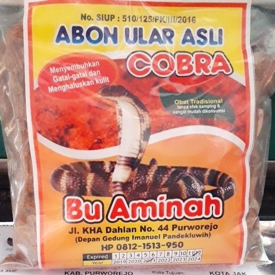 

TERLENGKAP ABON ULAR COBRA BU AMINAH ASLI UK 200 GRM