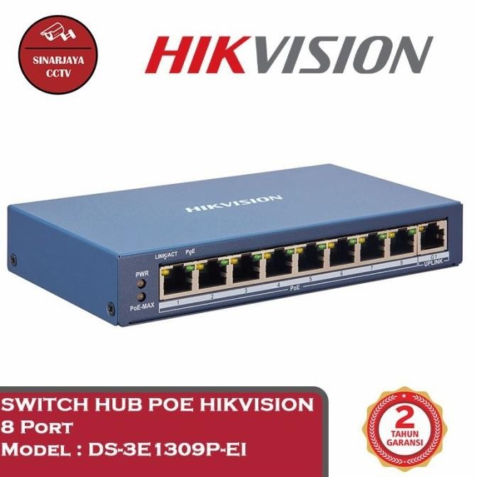 Switch Hub POE 8 Port Fast Ethernet Smart Hikvision DS-3E1309P-El
