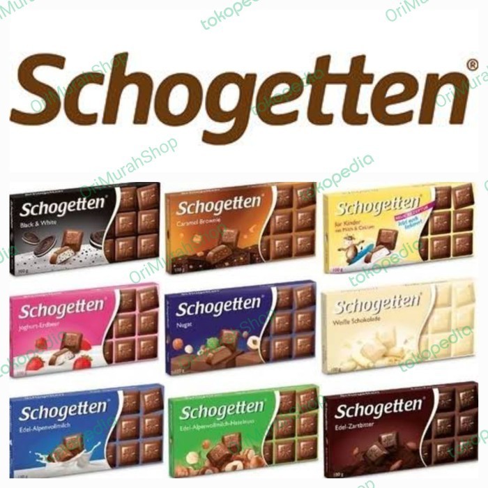 

COKLAT SCHOGETTEN MILK HAZELNUT CARAMEL WHITE DARK CHOCOLATE IMPORT