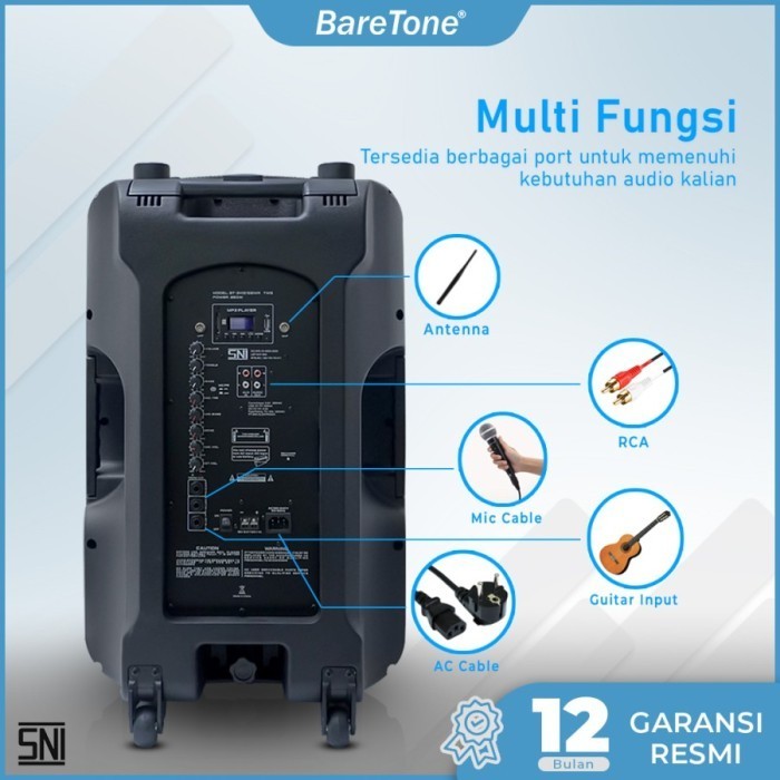 Speaker Portable Baretone Bt-3H1515Bwr / Bt3H1515Bwr - Ori Garansi