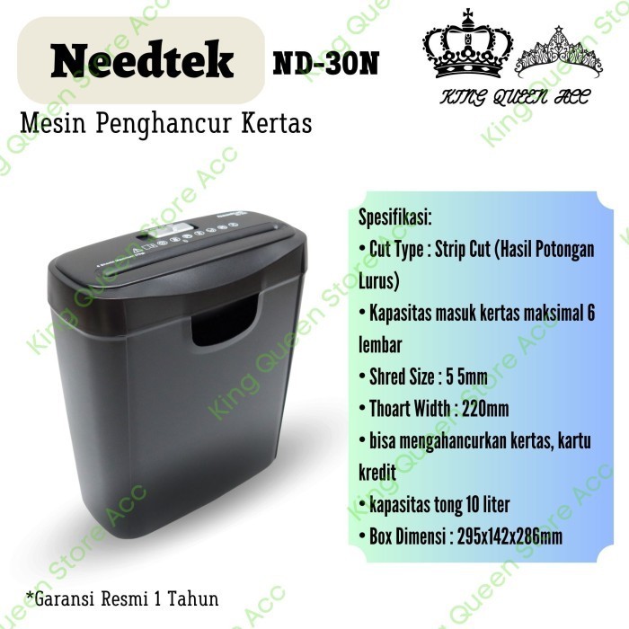 

Mesin Penghancur Kertas Needtek ND-30S Paper Shredder ND30S Needtek