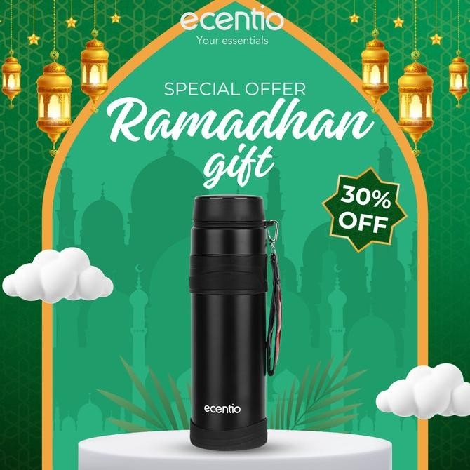ecentio 1000ml Botol Minum Termos Termos air panas tumbler 304