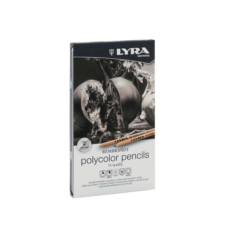 

Lyra-Polycolor Pencils,Tin Box/12Assorted Grey (2610M12)