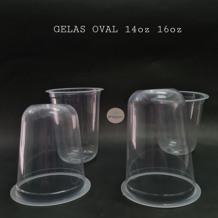 1000 Pcs Gelas Oval 14Oz 16 Oz Ovale Bubble Es U Cup Grosir 1 Dus
