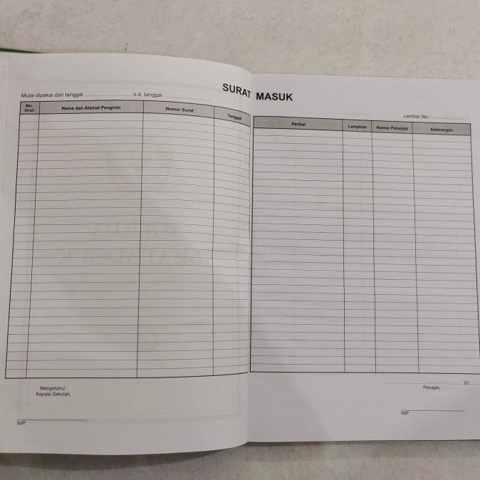 

Buku Agenda Surat Masuk