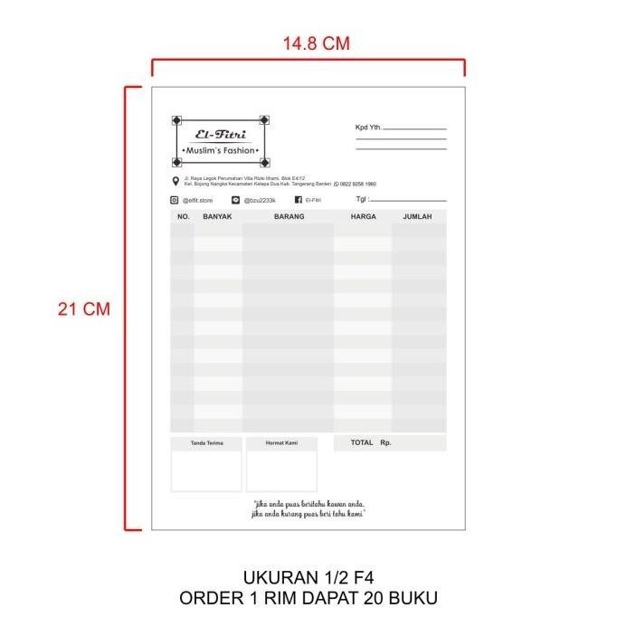 

Cetak Custom Nota Kwitansi Invoice Surat Jalan 4 Rangkap