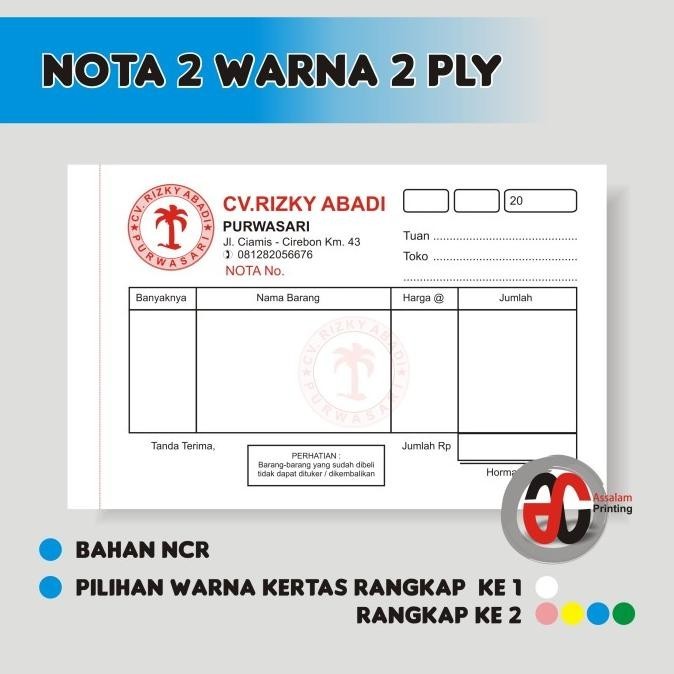 

Cetak Nota / Kwitansi / Bon 1 Rim 2 Warna