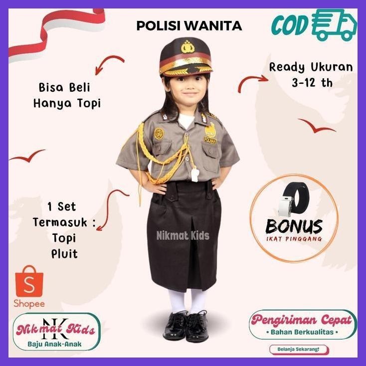 New Baju Polwan Polisi Wanita Profesi Anak Baju Kostum Anak Baju Polisi Cewek Polwan Cantik Kostum P