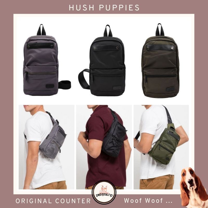 [READY] HP16 - CHEST BAG 912 HUSH PUPPIES PRIA TAS PUNGGUNG NYLON ANTI AIR TAHAN ORIGINAL COUNTER