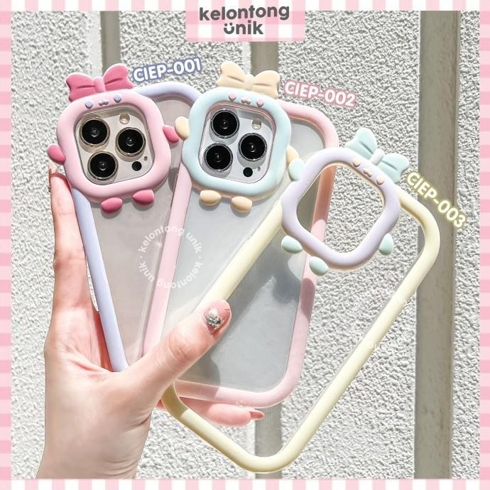 For iPhone 11-13 - 3D Cute Little Monster with Bow Soft Case