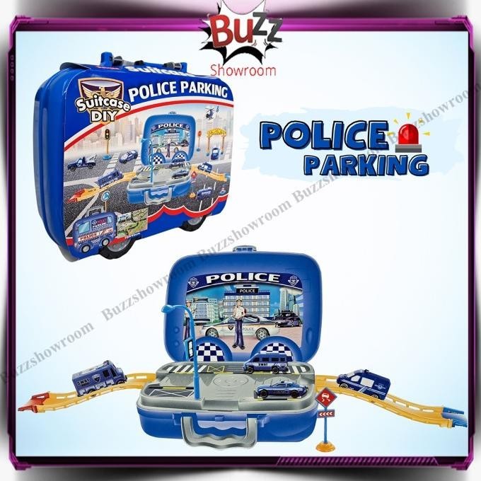 Police Parking Diy Suitcase Play Set Mainan Anak Mobil Polisi