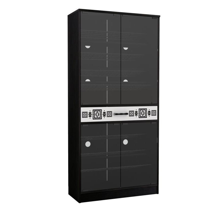 Lemari Sepatu Pintu Kaca Tinggi French Walnut GM