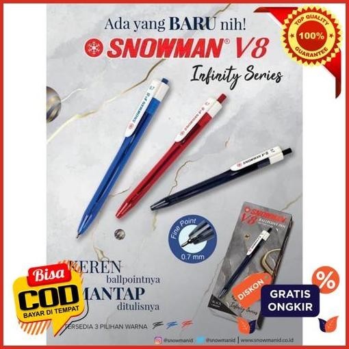 

Termurah (1 Pcs) Pulpen Snowman V8 0.7Mm Ballpoint Pen Tinta Seperti Snowman V5 Jaminan Original