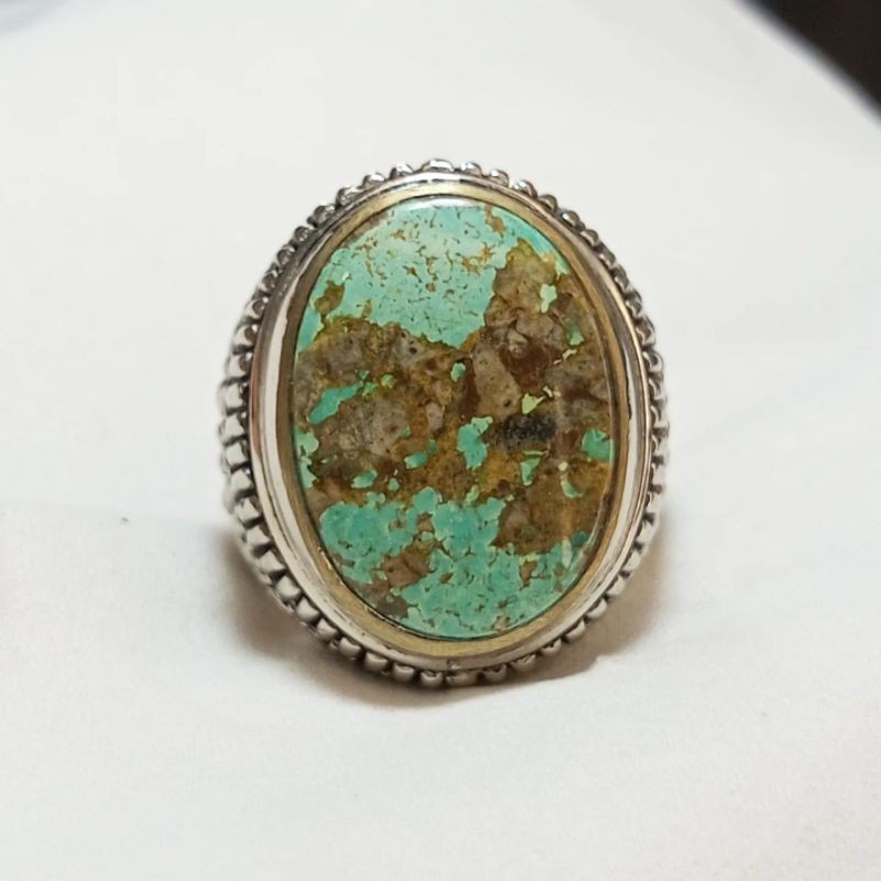 Cincin Pirus Persia Hijau Pupus Serat Emas