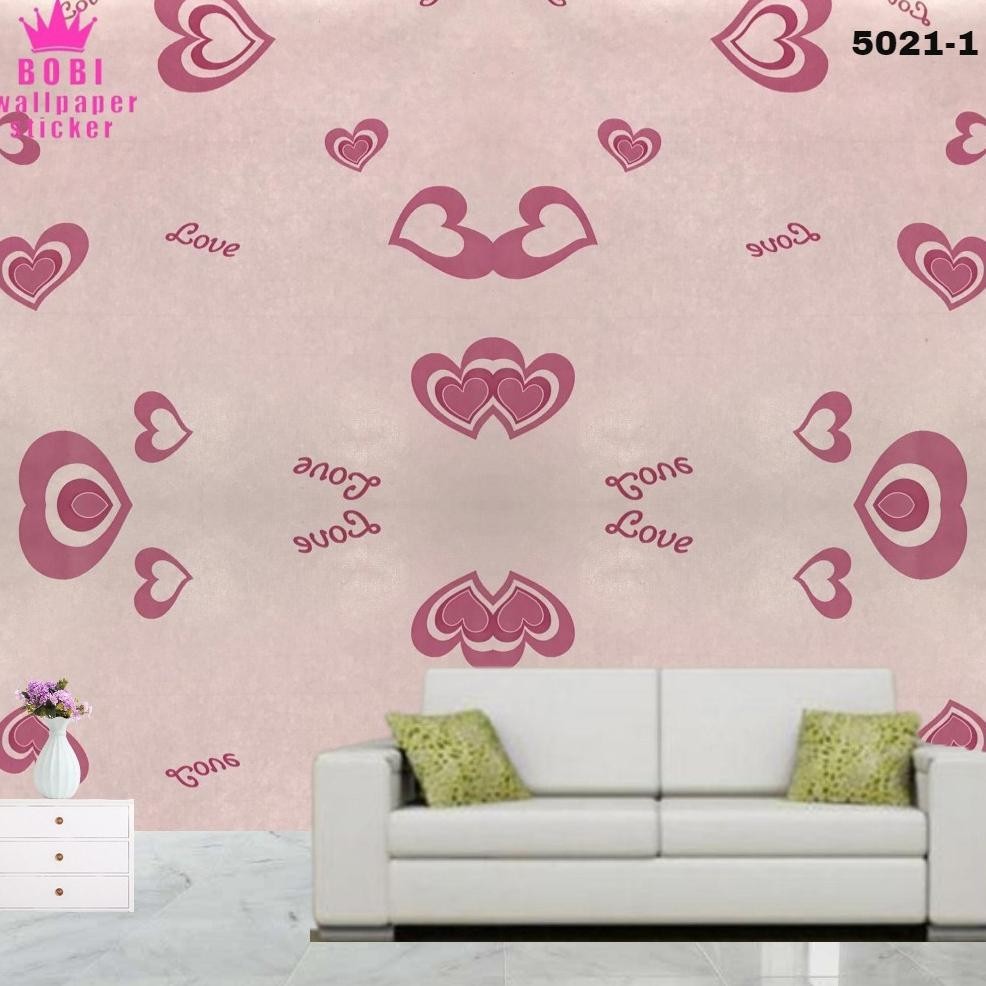 Wallpaper Sticker Motif Love Pink 5021-1 / Wallpaper New 2021 /  Uk.9mx45cm