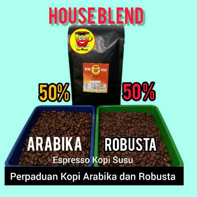 

Kopi Blend Arabika 50%Robusta 50% 1Kg. Basic Espresso Kopi susu Termurah Terenak Roasted Bean Terlaris