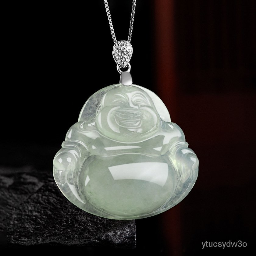 （Dengan Sertifikat）（ytucsydw3o）Myanmar AlamiaLiontin Buddha Maitreya Pria Patung Buddha FeitsuiS925K