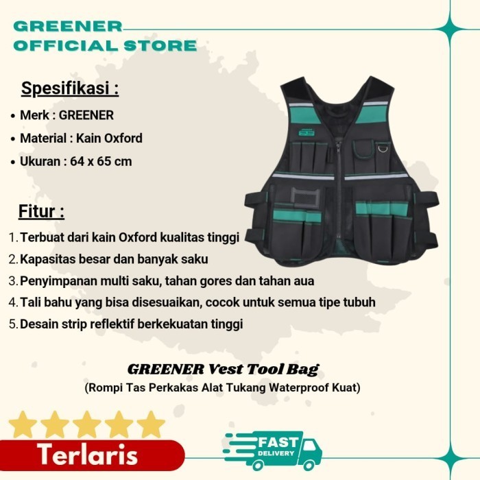 ER Vest Tool Bag - Rompi Tas Perkakas Alat Tukang Waterproof Kuat