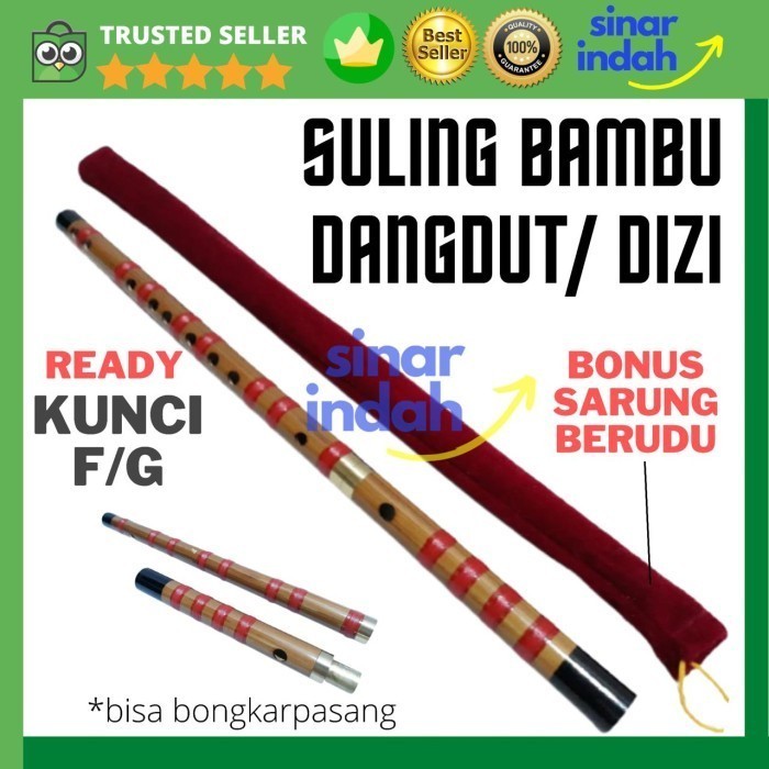 SERULING BAMBU TRADISIONAL CINA SULING CHINESE DIZI KUNINGAN BONUS TAS