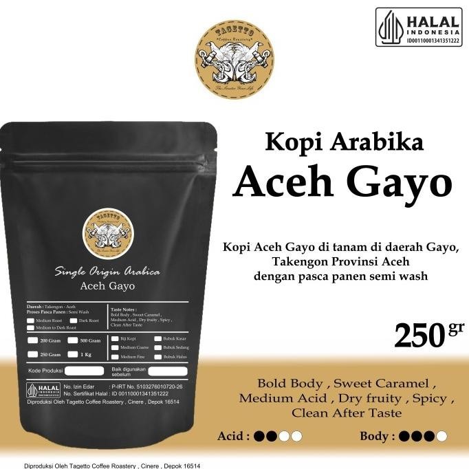 

KOPI ARABIKA ACEH GAYO 250GR BIJI / BUBUK | SPECIALTY ARABICA COFFEE