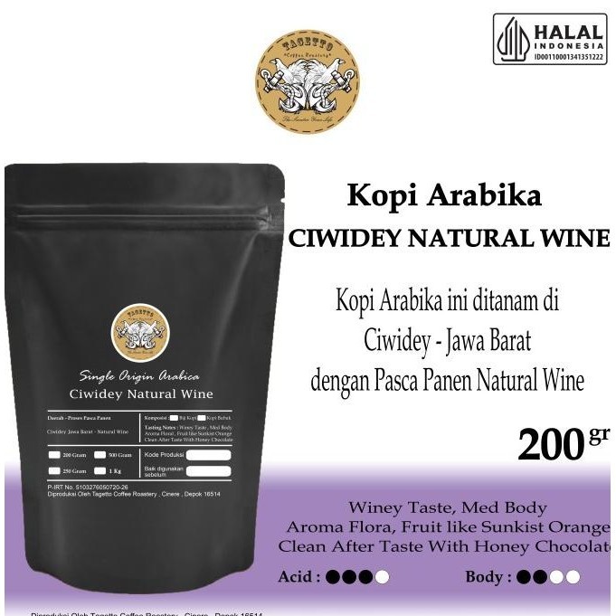 

KOPI ARABIKA CIWIDEY WINE NATURAL 200GR BIJI ATAU BUBUK | SPECIALTY