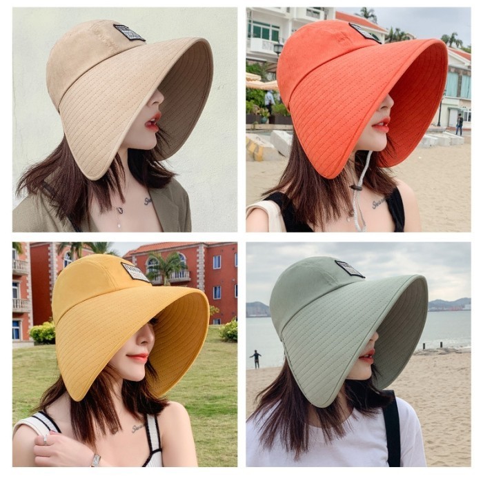 Topi Pelindung Dari Sinar Uv Topi Pantai Wanita Cream