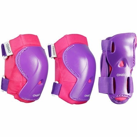 PELINDUNG LUTUT TANGAN ANAK 3 SET PROTECTOR INLINE SKATE OXELO PINK ORIGINAL BEST QUALITY