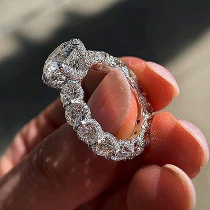 S925Sterling Silver Diamond Inlaid Ring