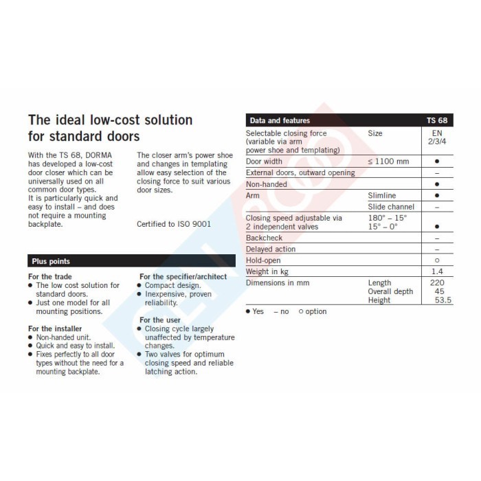 Door Closer Dorma Ts 68 En 2-4 Ho With Hold Open Arm Dorma Ts 68 Ho