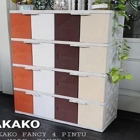 DFG Lemari Pakaian Plastik Akako Fancy 4 pintu 2 susun 3 susun 4 susun 5 susun  Lemari Baju Rotan Wa
