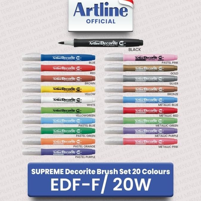 

Artline Spidol Supreme Decorite Brush Marker Set 20 Colours Edf-F/20W