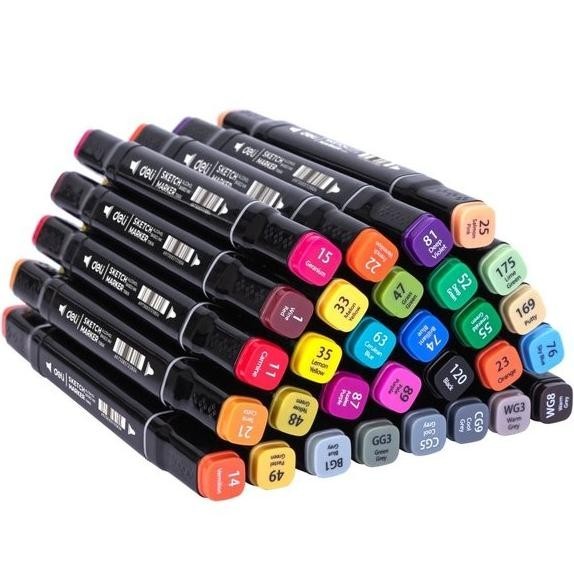 

Spidol Mewarnai / Sketch Marker Deli Dual Tip 60 Warna - E70806