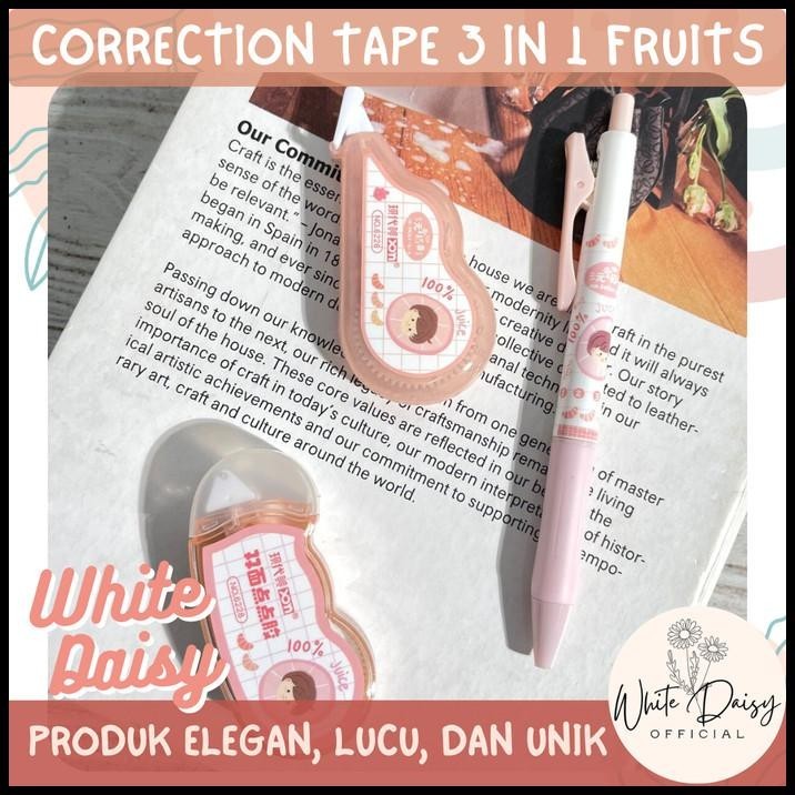 

BEST DEAL CORRECTION TAPE 3 IN 1 FRUITS PREMIUM BUAH GLUE TAPE + PULPEN LUCU !