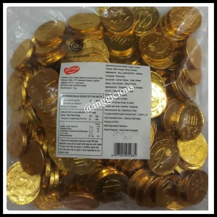 

DISKON COKLAT KOIN EMAS KILOAN HALAL- NARAYA CHOCOLATE GOLD COIN (500GR)