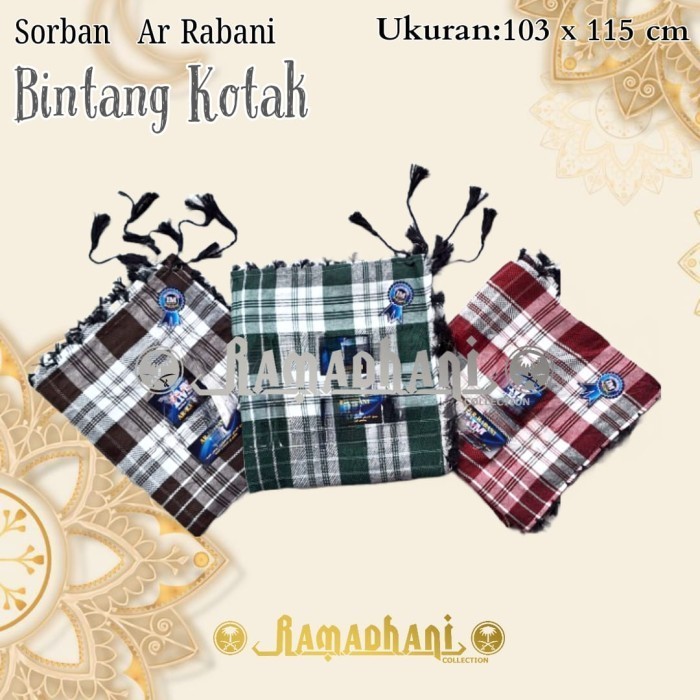 Kualitas terbaik] Sorban Bintang Kotak Rabbani Tenun