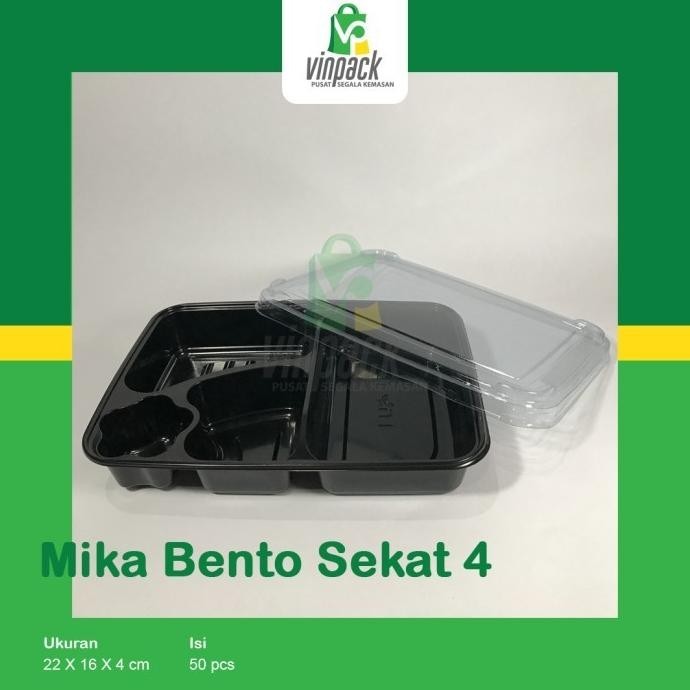 Promo / Mika Bento Sekat 4 /Kotak Bento/ Bento Box / Bento Nasi Isi 50 Utharieena