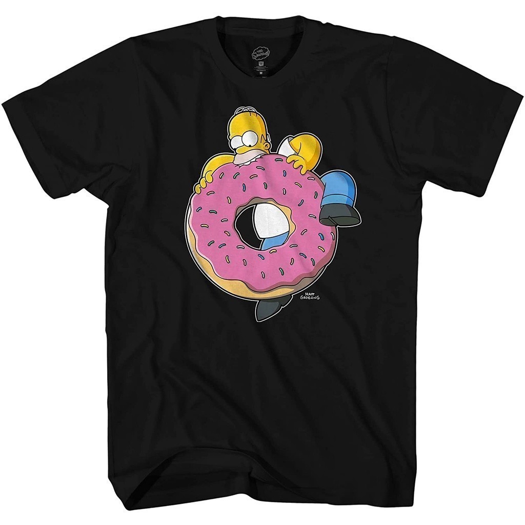 Kaos T Shirt Pria The Simpsons Homer Donut Comedy Classic Cartoon Adult Tee Graphic T-Shirt  - Baju