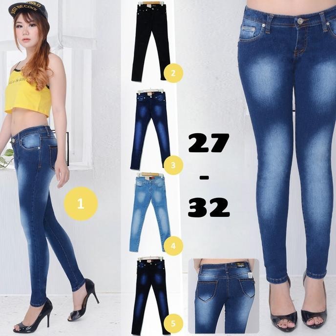 Celana Jeans Wanita Panjang Polos Kecil - DE