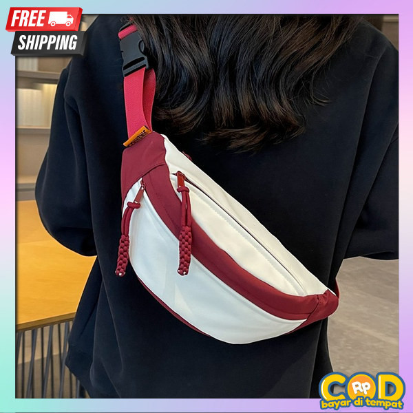 Tass Pinggang Wnita Tas Anak Kuliahan Muat Banyak Swlempang Seleting Multifungsi Cwek Perempuan Kore
