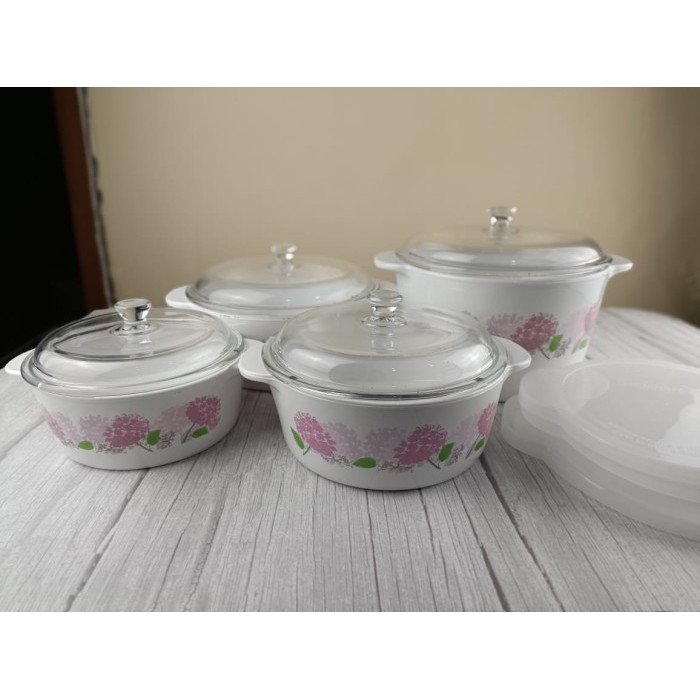 [Baru] Luminarc Casserolle Panci Kaca Vitroline Motif Bunga