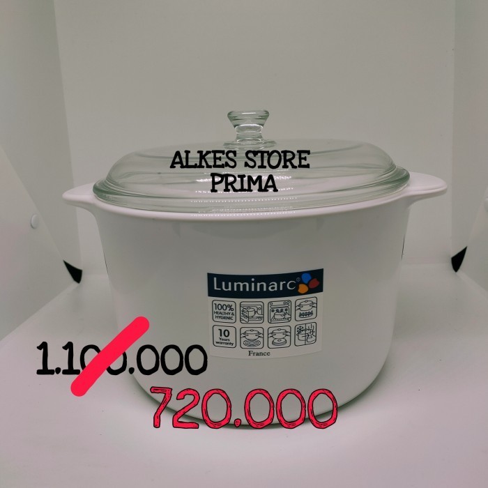 Panci Kaca Luminarc Vitro Vitroline 3 L With Lid Transparan