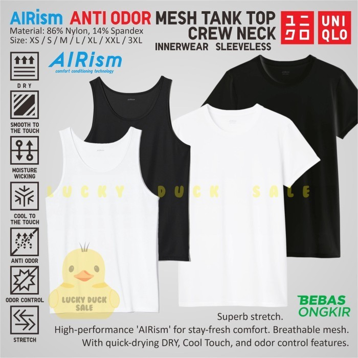 UNIQLO Airism Anti Odor Mesh Tank Top Kaos Dalam Inner Shirt Anti Bau