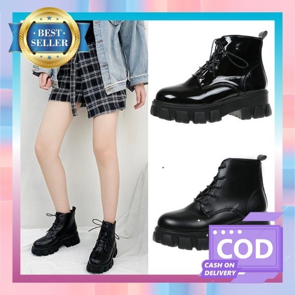 Sepatu Boots High Hak Heels Pesta Fashion Casual Wanita Cewek Murah Bood Buts Boots Booth Hitam Hak 