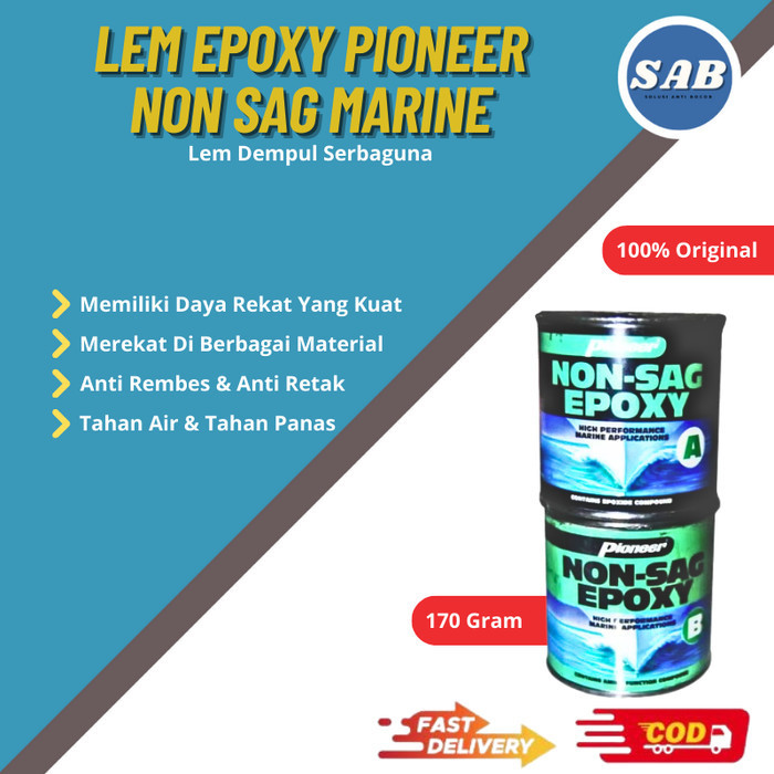 Lem Epoxy Pioneer Non Sag Marine Epoxy 170gr Dempul Kapal Anti Bocor