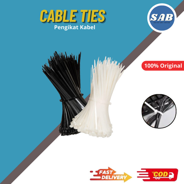 

Cable Ties Pengikat Kabel Tis Murah Kabel Ties Putih Hitam 2,5mmx200mm