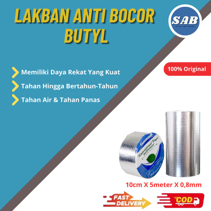 

Lakban Anti Bocor Talang Alumunium Rubber Butyl Made In China 10cmx5M