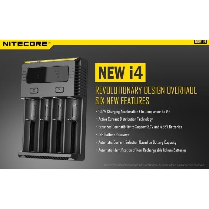 Nitecore Battery / Batrai / Baterai Charger 4 Slot 18650