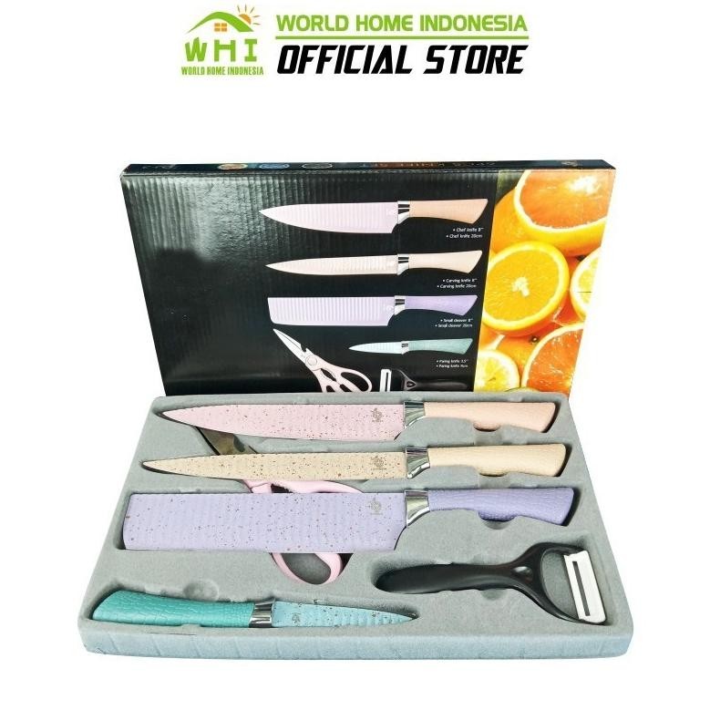 Pisau Dapur Pisau set Stainlees 5 Pcs in 1 Pisau set murah Pisau Set Viral Serbaguna